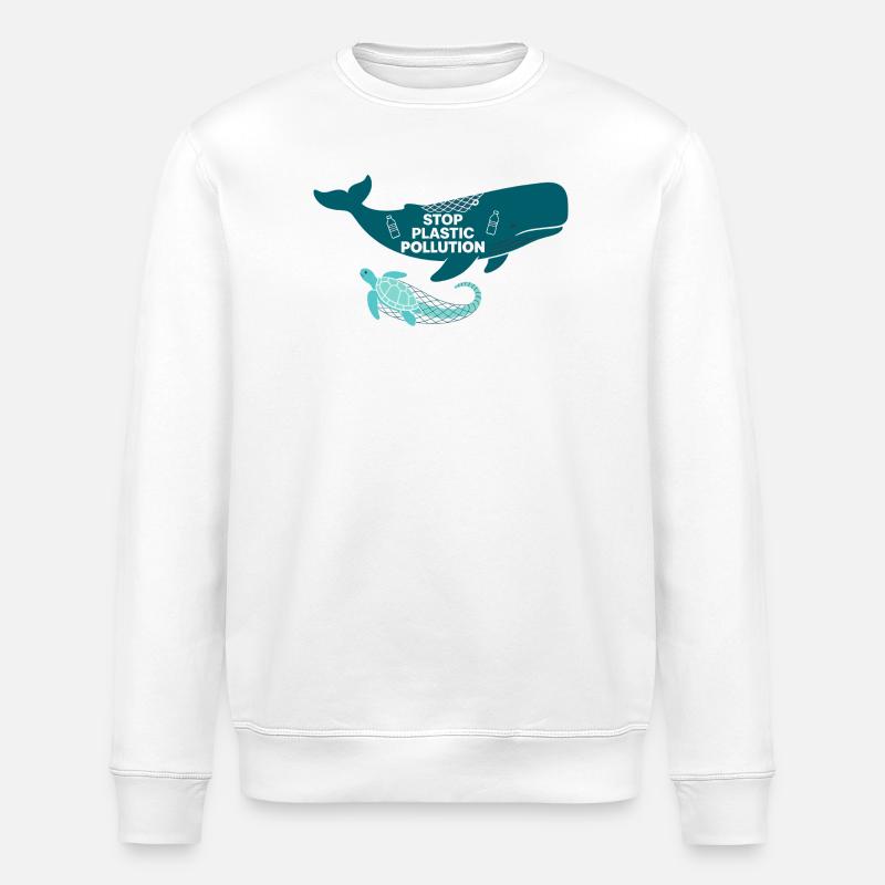 Stop Plastic Pollution, whale and turtle - Stanley/Stella Unisex Bio-Sweatshirt ROLLER - Weiß