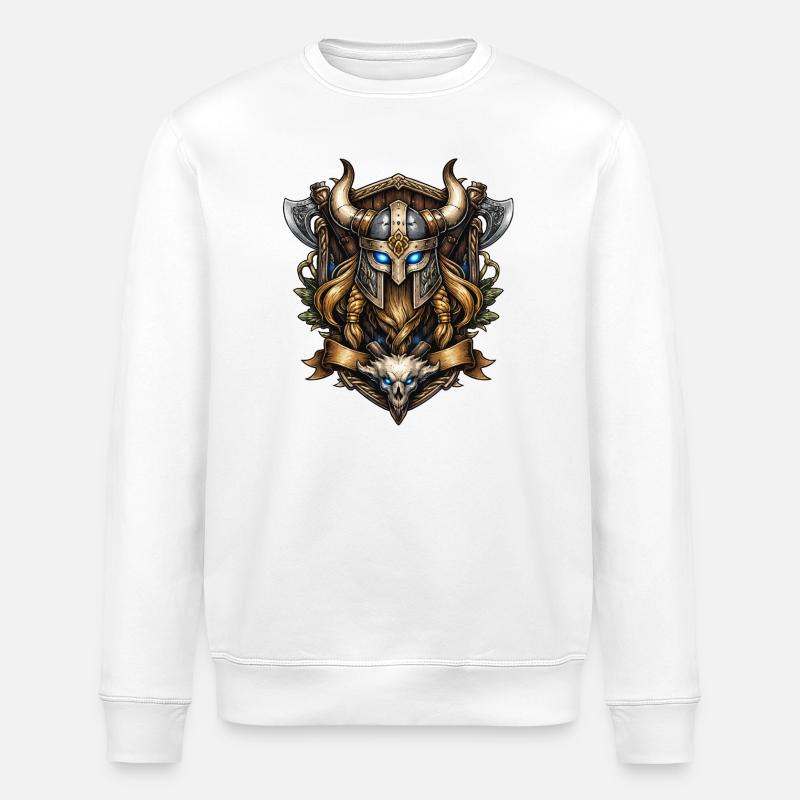 Viking Helm mit Totenschädel-Emblem - Stanley/Stella Unisex Bio-Sweatshirt ROLLER - Weiß