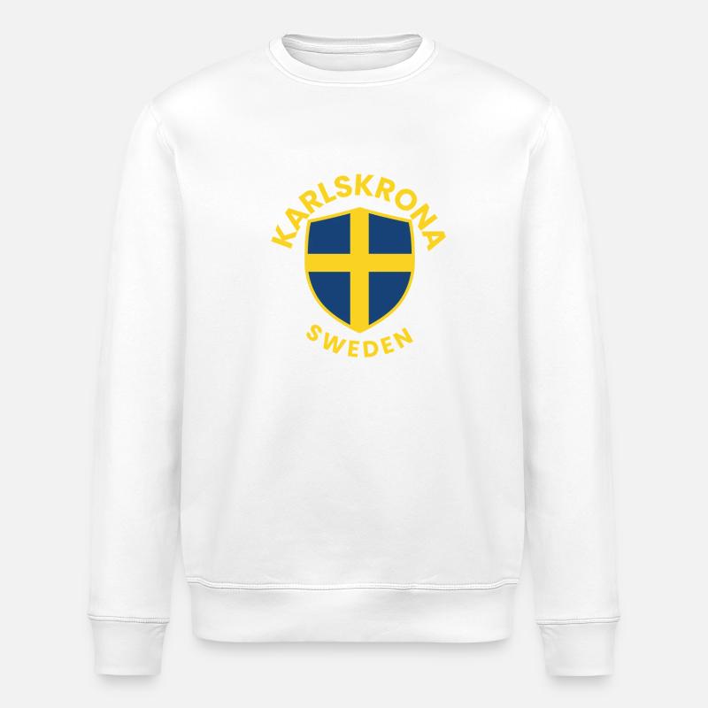 Swedish Shield Flag - Stanley/Stella ROLLER Unisex Organic Sweatshirt - white