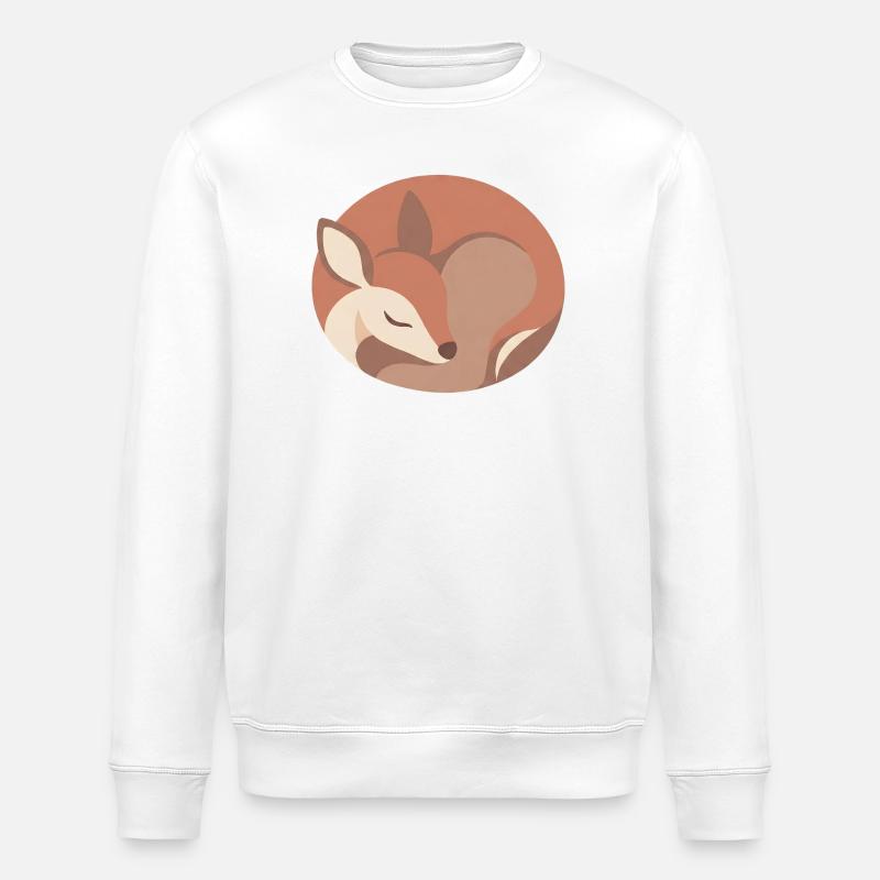 Sleeping Fox in Soft Palette - Stanley/Stella ROLLER Unisex Organic Sweatshirt - white