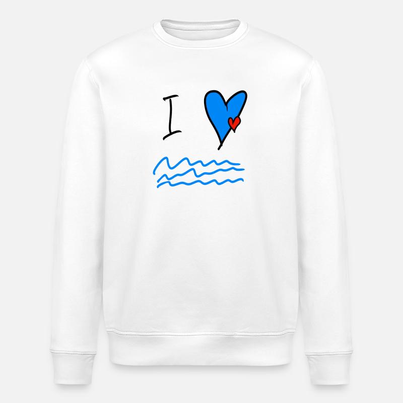 Meeresliebe Herz Wellen Illustration - Stanley/Stella Unisex Bio-Sweatshirt ROLLER - Weiß