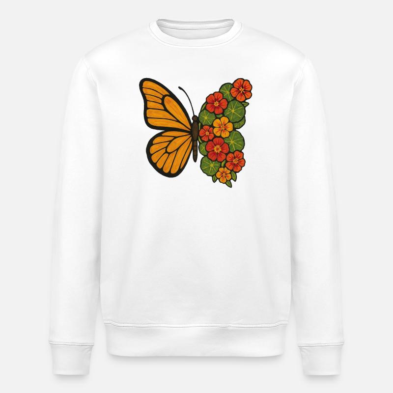 Butterfly Bloom Split - Stanley/Stella ROLLER Unisex Organic Sweatshirt - white