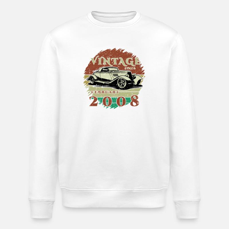 18th Birthday - Classics - Vintage since 02/2008 - Stanley/Stella ROLLER Unisex Organic Sweatshirt - white