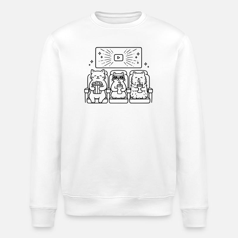Katzen Kino Line Art - Stanley/Stella Unisex Bio-Sweatshirt ROLLER - Weiß