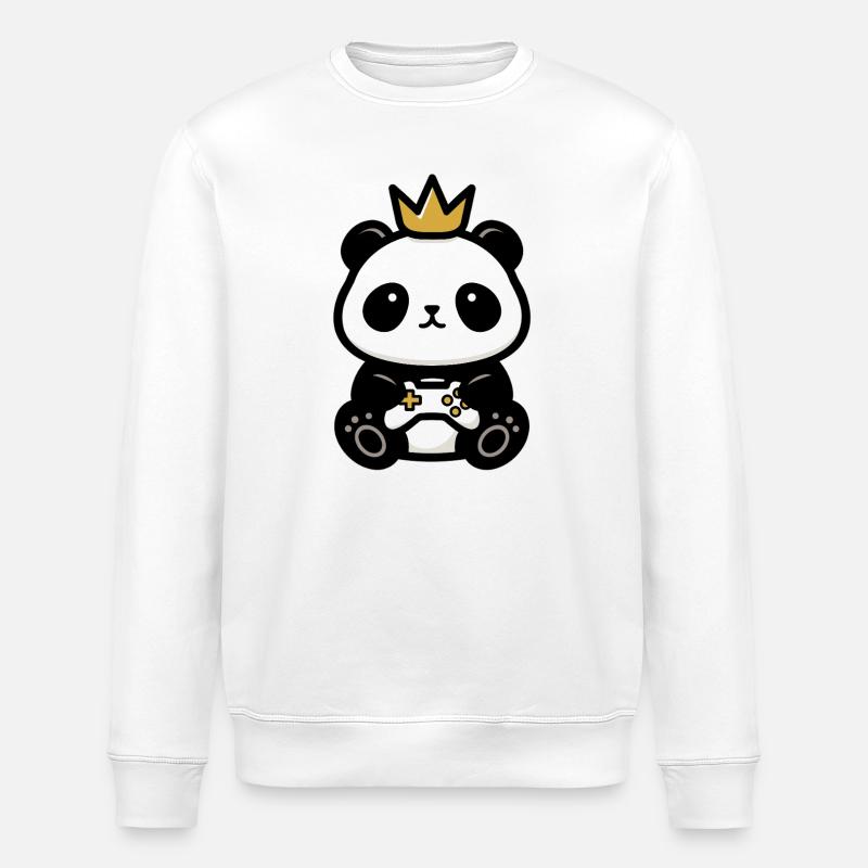Panda sticker gamer krone - Stanley/Stella Unisex Bio-Sweatshirt ROLLER - Weiß