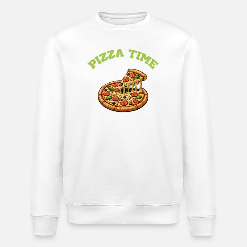 Pizza Time - Stanley/Stella ROLLER Unisex Organic Sweatshirt - white