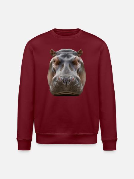 Hippopotamus Portrait Detail Wildlife Design - Stanley/Stella ROLLER Unisex Organic Sweatshirt - white