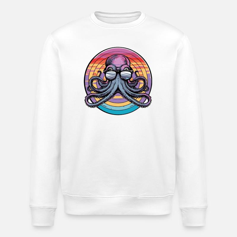 Octopus Retro Surf - Stanley/Stella ROLLER Unisex Organic Sweatshirt - white