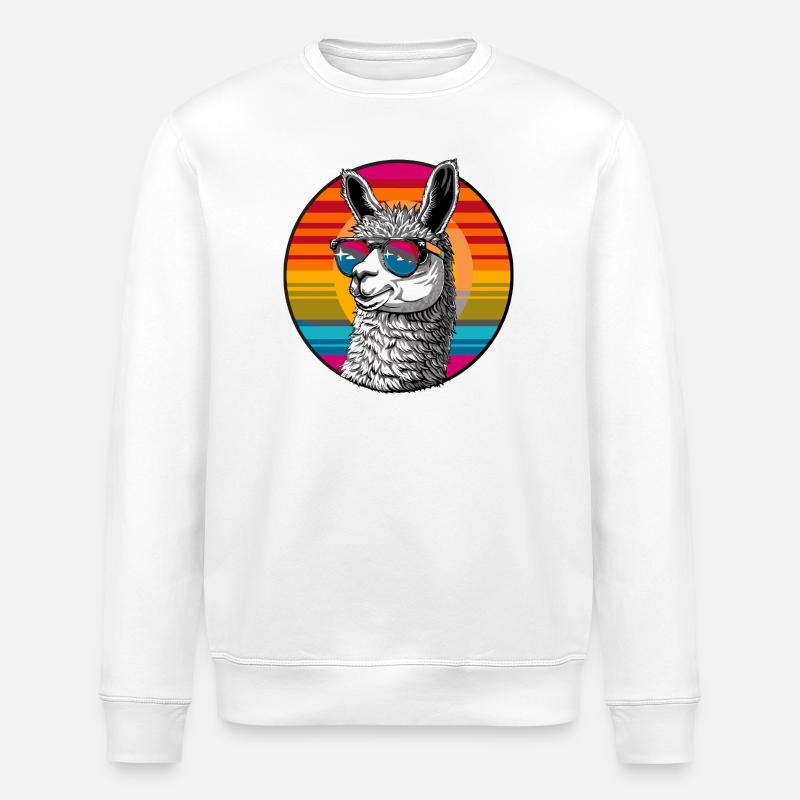 Llama Retro Sunset - Sweat bio ROLLER Stanley/Stella Unisexe - blanc
