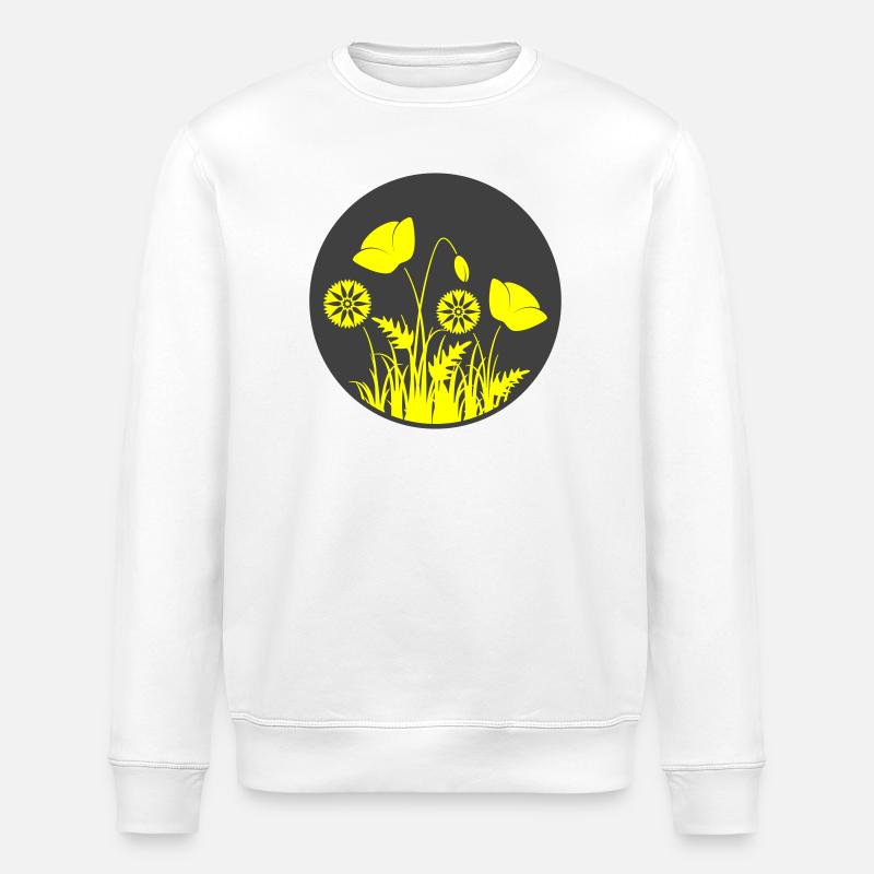 Gelbe Blumen im Kreis - Stanley/Stella Unisex Bio-Sweatshirt ROLLER - Weiß
