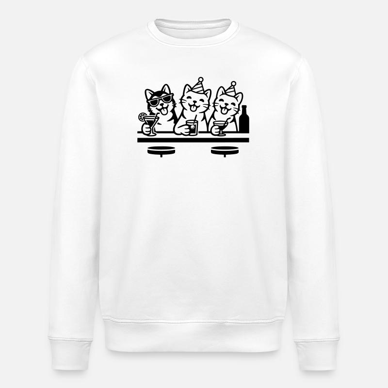 Party Katzen Kater Bar Trinken - Stanley/Stella Unisex Bio-Sweatshirt ROLLER - Weiß