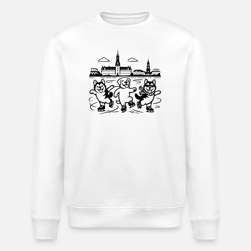 Schlittschuh Mimalistisch Line Art - Stanley/Stella ROLLER Unisex Organic Sweatshirt - white