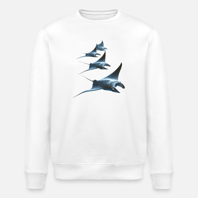 Manta Ray, Devil Ray, Stingray, Diver - Stanley/Stella ROLLER Unisex Organic Sweatshirt - white