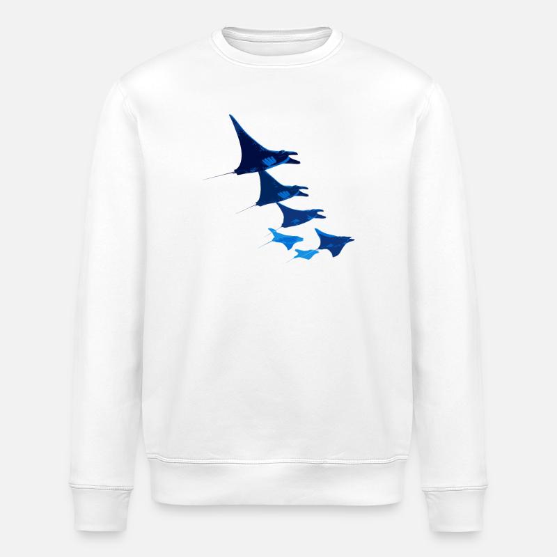 Manta Ray, Devil Ray, Stingray, Diver - Stanley/Stella ROLLER Unisex Organic Sweatshirt - white