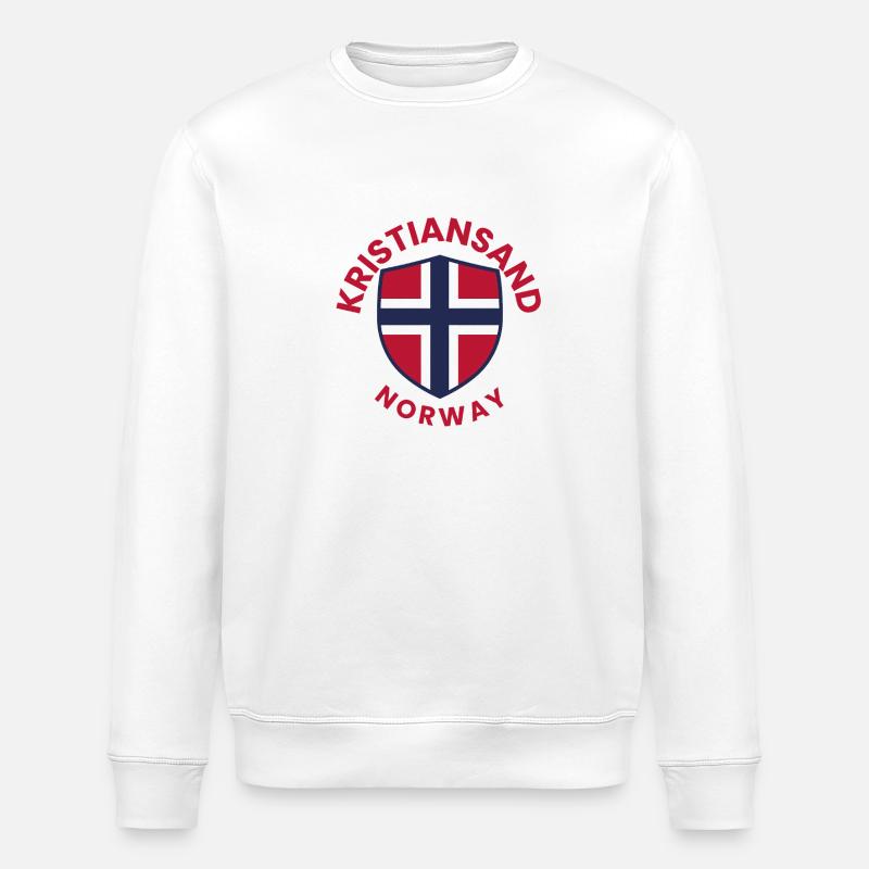 Kristiansand Norway Shield Emblem - Stanley/Stella ROLLER Unisex Organic Sweatshirt - white