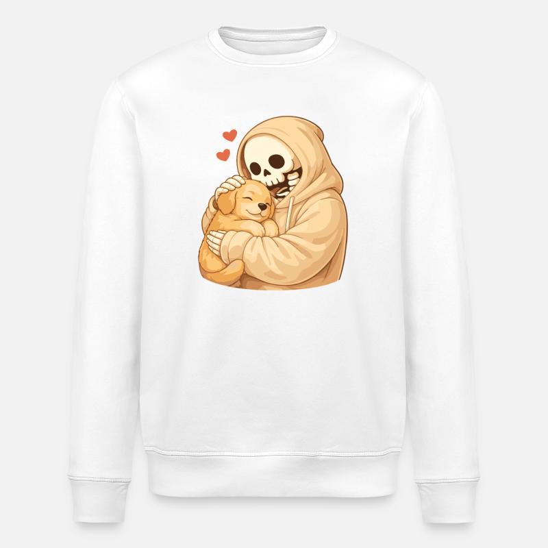 Cozy skeleton with puppy – security - Stanley/Stella ROLLER Unisex Organic Sweatshirt - white