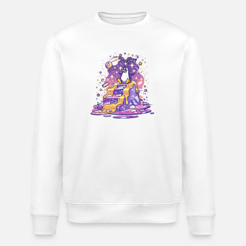 Penguin on star steps - Stanley/Stella ROLLER Unisex Organic Sweatshirt - white
