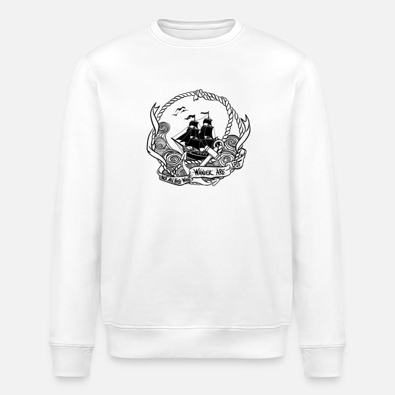 Pirate ship in a rope circle - Stanley/Stella ROLLER Unisex Organic Sweatshirt - white