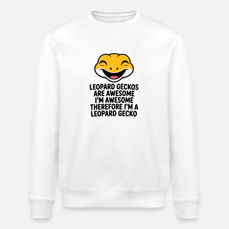 Leopard Gecko Laugh Artwork - Stanley/Stella ROLLER Unisex Organic Sweatshirt - white