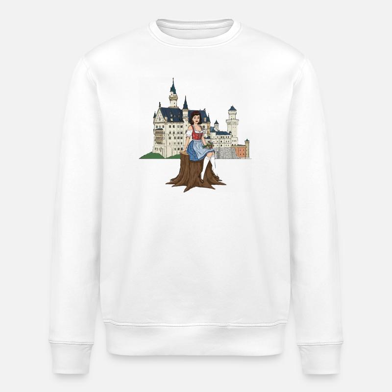 Bavarian pin-up for Neuschwanstein - Stanley/Stella ROLLER Unisex Organic Sweatshirt - white