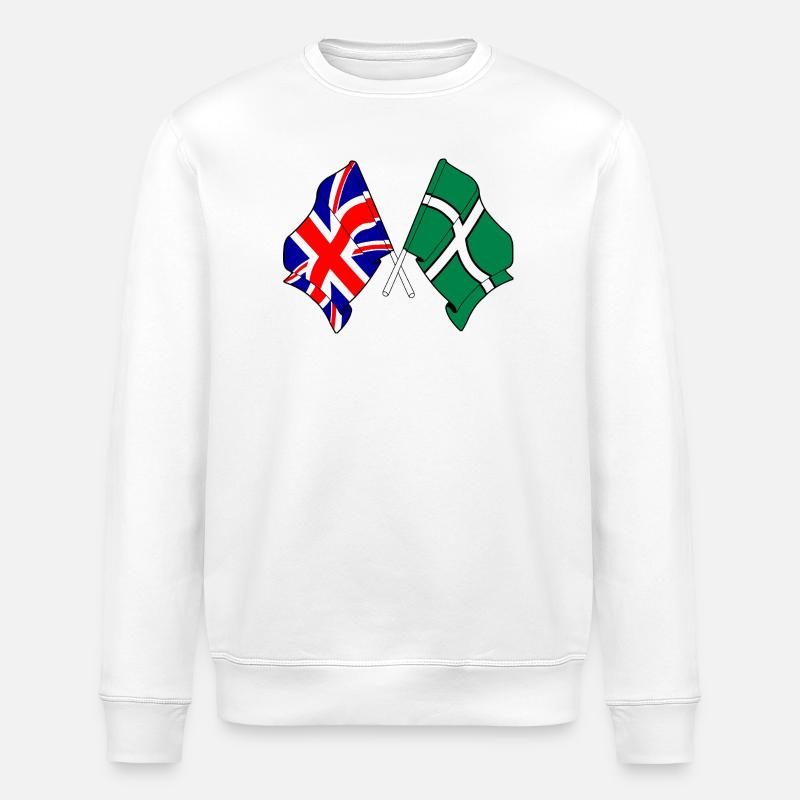 Devon & Great Britain Cross - Stanley/Stella ROLLER Unisex Organic Sweatshirt - white