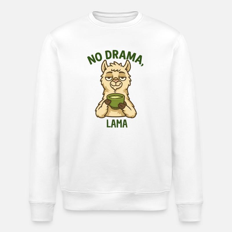 Kein Drama Lama mit Tee - Stanley/Stella Unisex Bio-Sweatshirt ROLLER - Weiß