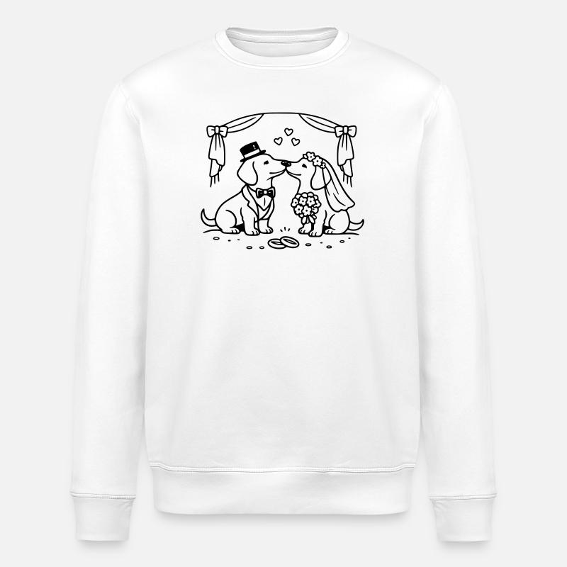 dackel hochzeit line art - Stanley/Stella Unisex Bio-Sweatshirt ROLLER - Weiß