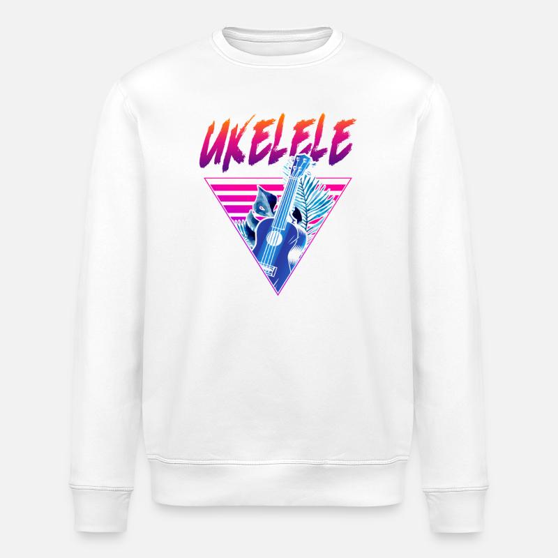Hawaiian Ukulele Uke Retro 80s 90s - Stanley/Stella Unisex Bio-Sweatshirt ROLLER - Weiß