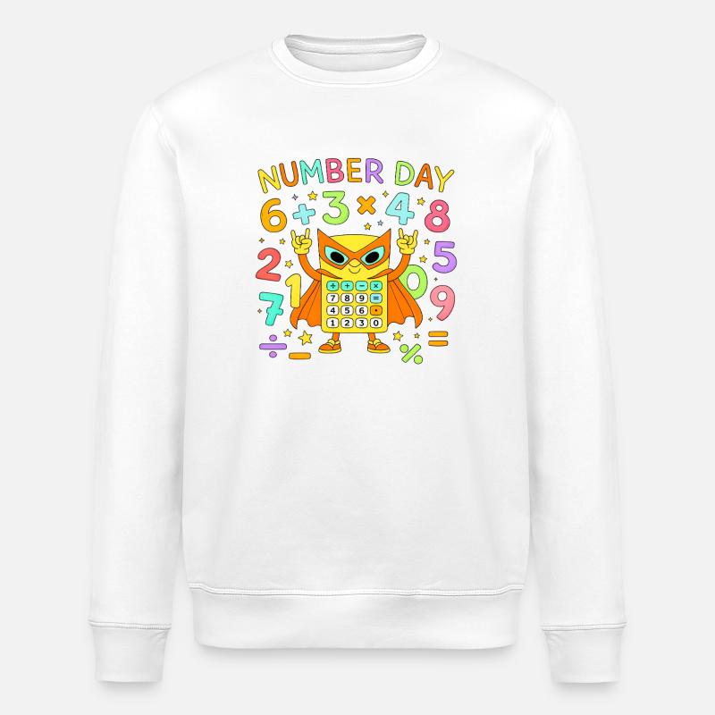 Number Day Calculatrice de Chat Héros - Sweat bio ROLLER Stanley/Stella Unisexe - blanc