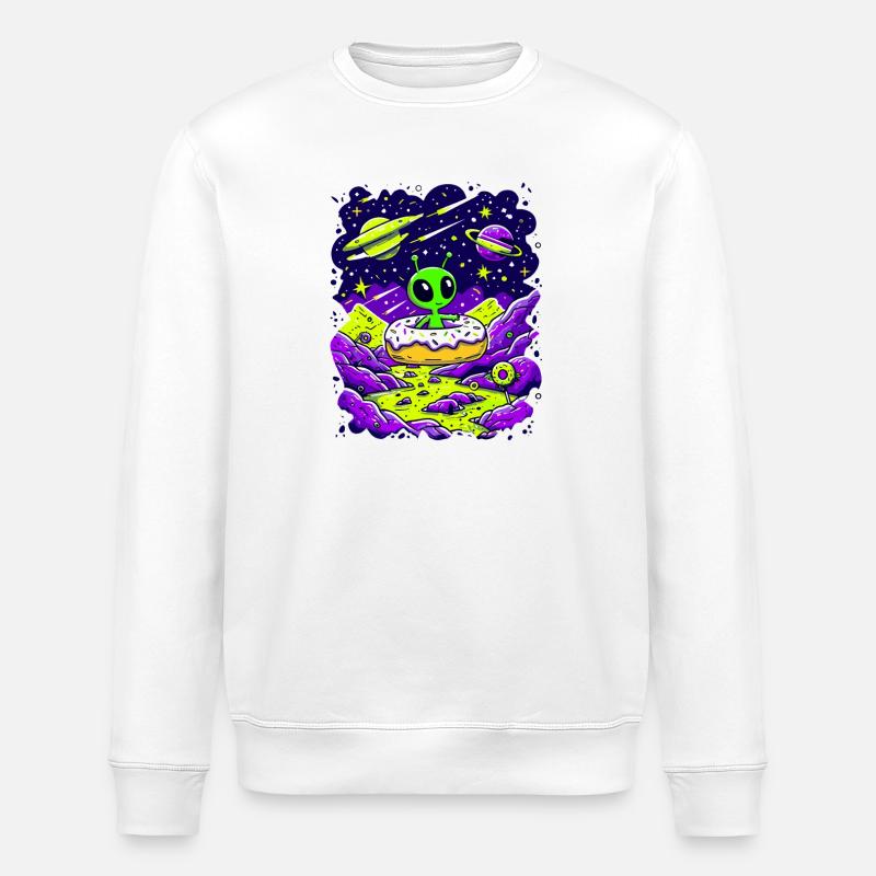 Außerirdischer Donut im Sternenland - Stanley/Stella Unisex Bio-Sweatshirt ROLLER - Weiß
