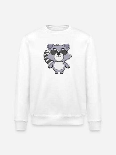 Cute Raccoon Kawaii Trash Panda Cartoon Animal - Stanley/Stella ROLLER Unisex Organic Sweatshirt - white