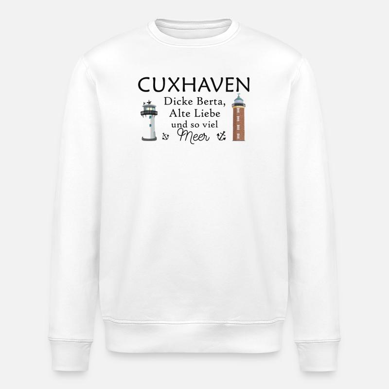 Cuxhaven, hand-drawn lighthouses, old love - Stanley/Stella ROLLER Unisex Organic Sweatshirt - white