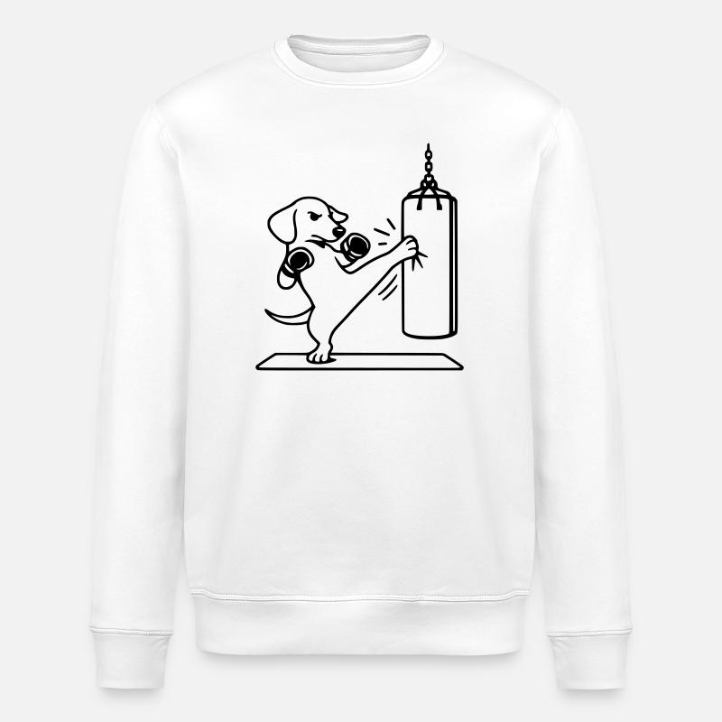 kickboxen boxen hund dackel - Stanley/Stella Unisex Bio-Sweatshirt ROLLER - Weiß