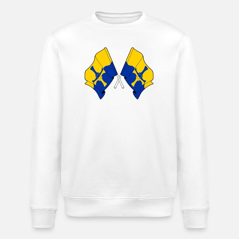 Two flags crossed – Durham - Stanley/Stella ROLLER Unisex Organic Sweatshirt - white