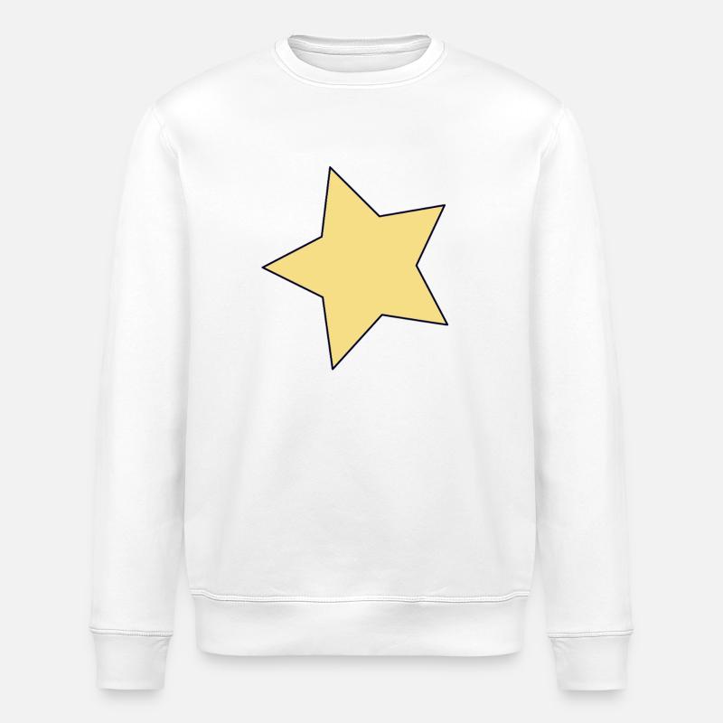 Accent de contour en étoile jaune - Sweat bio ROLLER Stanley/Stella Unisexe - blanc