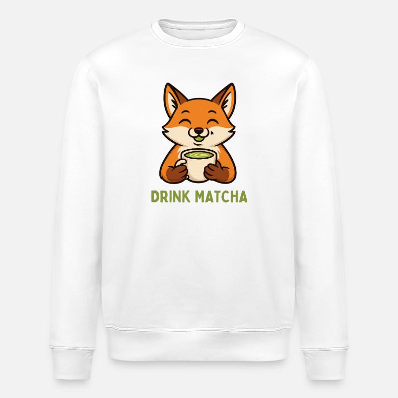 Fuchs genießt Matcha - Stanley/Stella Unisex Bio-Sweatshirt ROLLER - Weiß