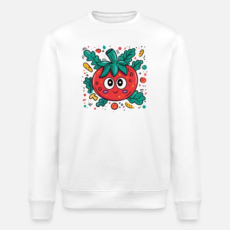 Kuscheltomate Cartoon - Stanley/Stella Unisex Bio-Sweatshirt ROLLER - Weiß
