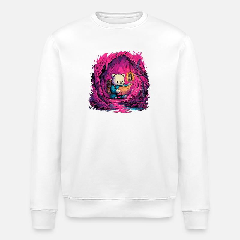 Panda in Pink Cave Light - Stanley/Stella ROLLER Unisex Organic Sweatshirt - white