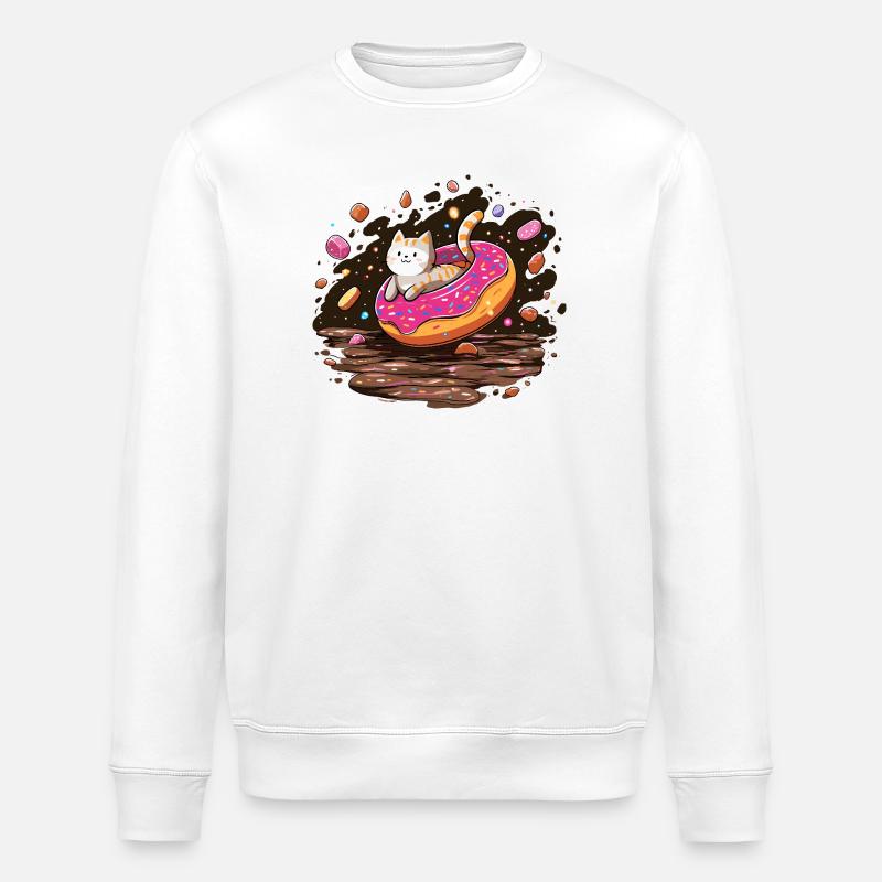 Katzendonut mit Streuseln - Stanley/Stella Unisex Bio-Sweatshirt ROLLER - Weiß