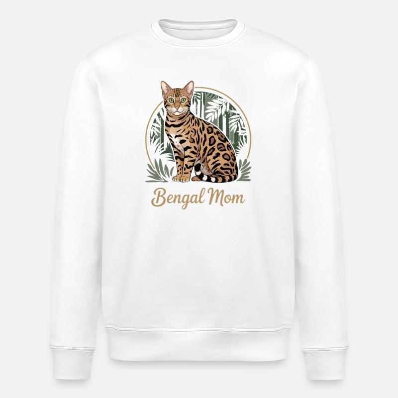 Cute Bengal Cat Mom - Stanley/Stella ROLLER Unisex Organic Sweatshirt - white