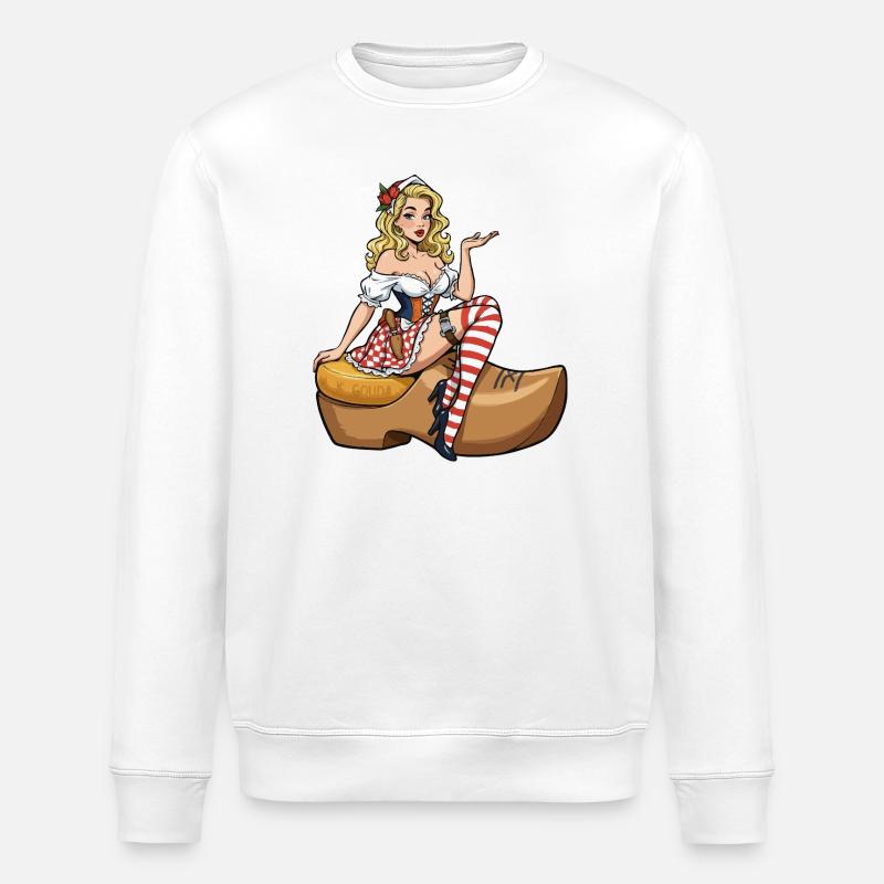 Holland-Pin-up in Verstopfung - Stanley/Stella Unisex Bio-Sweatshirt ROLLER - Weiß