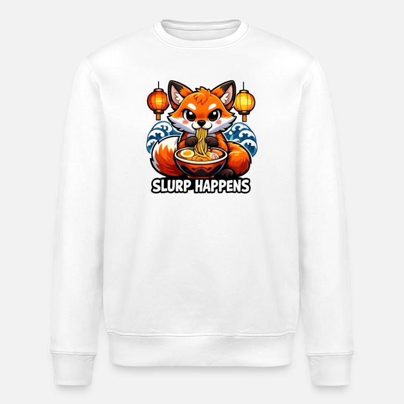Ramen Fuchs Slurp Happens - Stanley/Stella Unisex Bio-Sweatshirt ROLLER - Weiß
