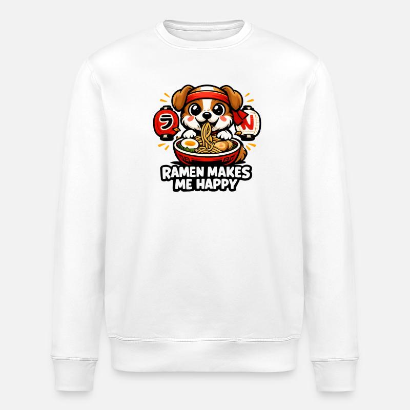 Ramen Makes Me Happy Dog - Stanley/Stella Unisex Bio-Sweatshirt ROLLER - Weiß