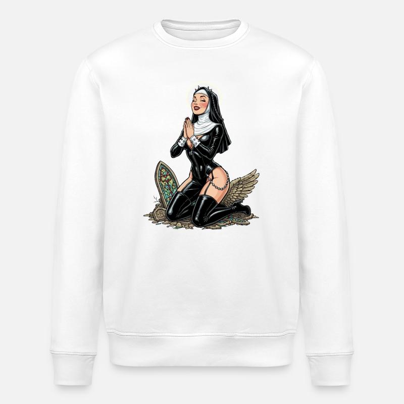 Heilige Nonne auf den Knien - Stanley/Stella Unisex Bio-Sweatshirt ROLLER - Weiß