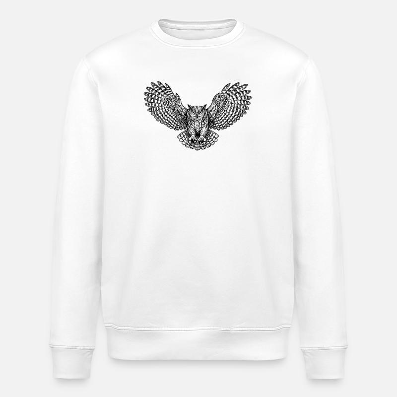 Eule mit kunstvollen Flügeln - Stanley/Stella Unisex Bio-Sweatshirt ROLLER - Weiß