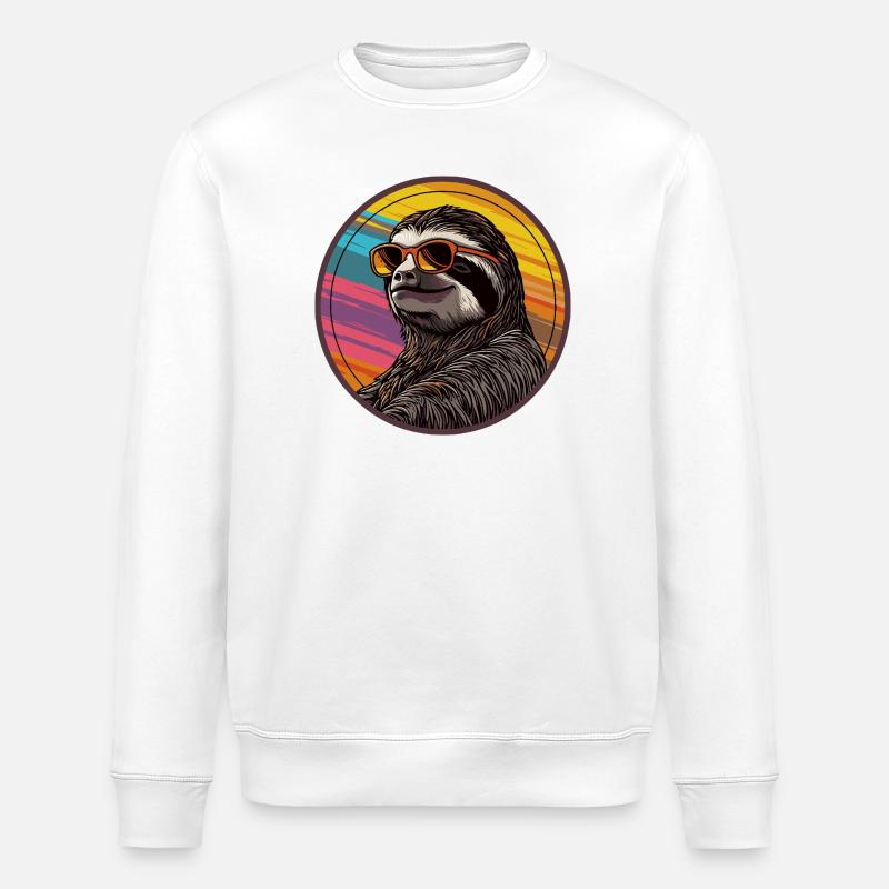 Faultier mit Sonnenbrille - Stanley/Stella Unisex Bio-Sweatshirt ROLLER - Weiß