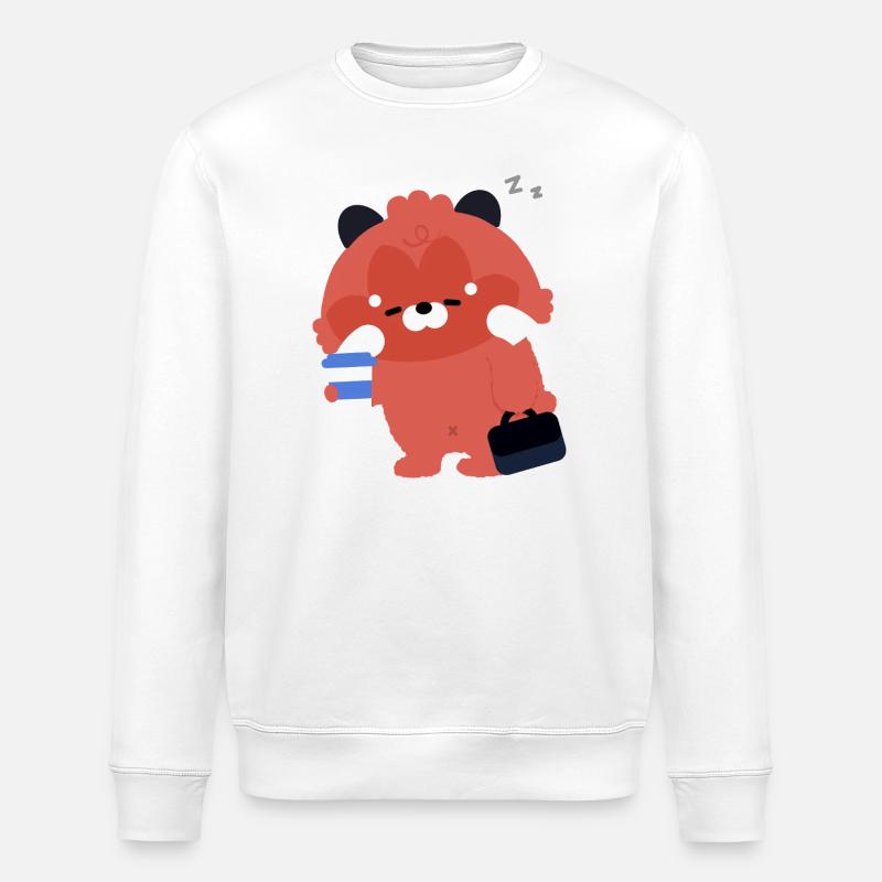 Kawaii Red Panda mit Kaffee - Stanley/Stella Unisex Bio-Sweatshirt ROLLER - Weiß