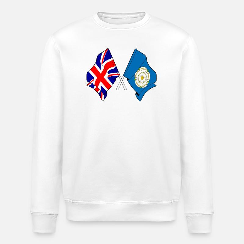 Yorkshire-Flagge + Großbritannien - Stanley/Stella Unisex Bio-Sweatshirt ROLLER - Weiß