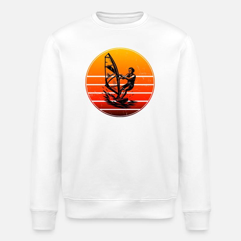 Minimalistisches Windsurfing Motiv - Stanley/Stella Unisex Bio-Sweatshirt ROLLER - Weiß