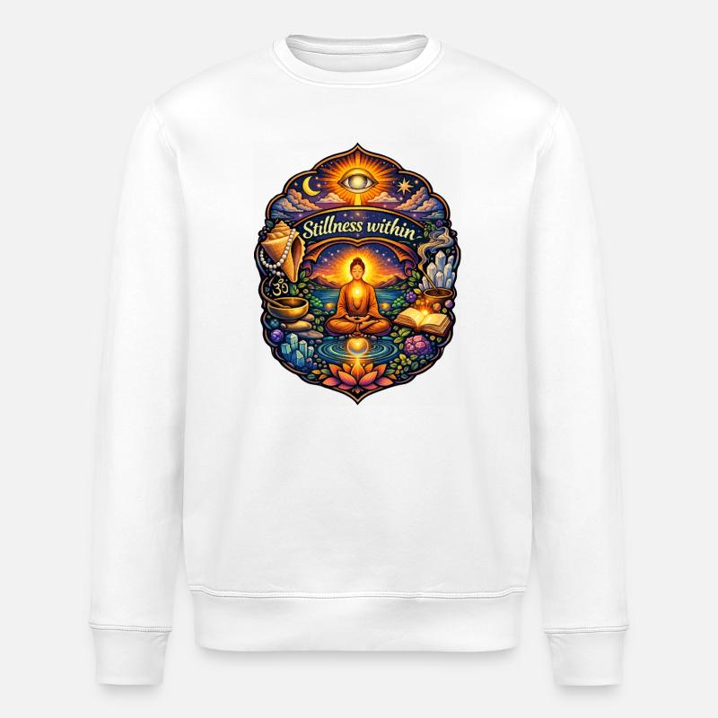 Stillness Within: Inner Light - Stanley/Stella ROLLER Unisex Organic Sweatshirt - white